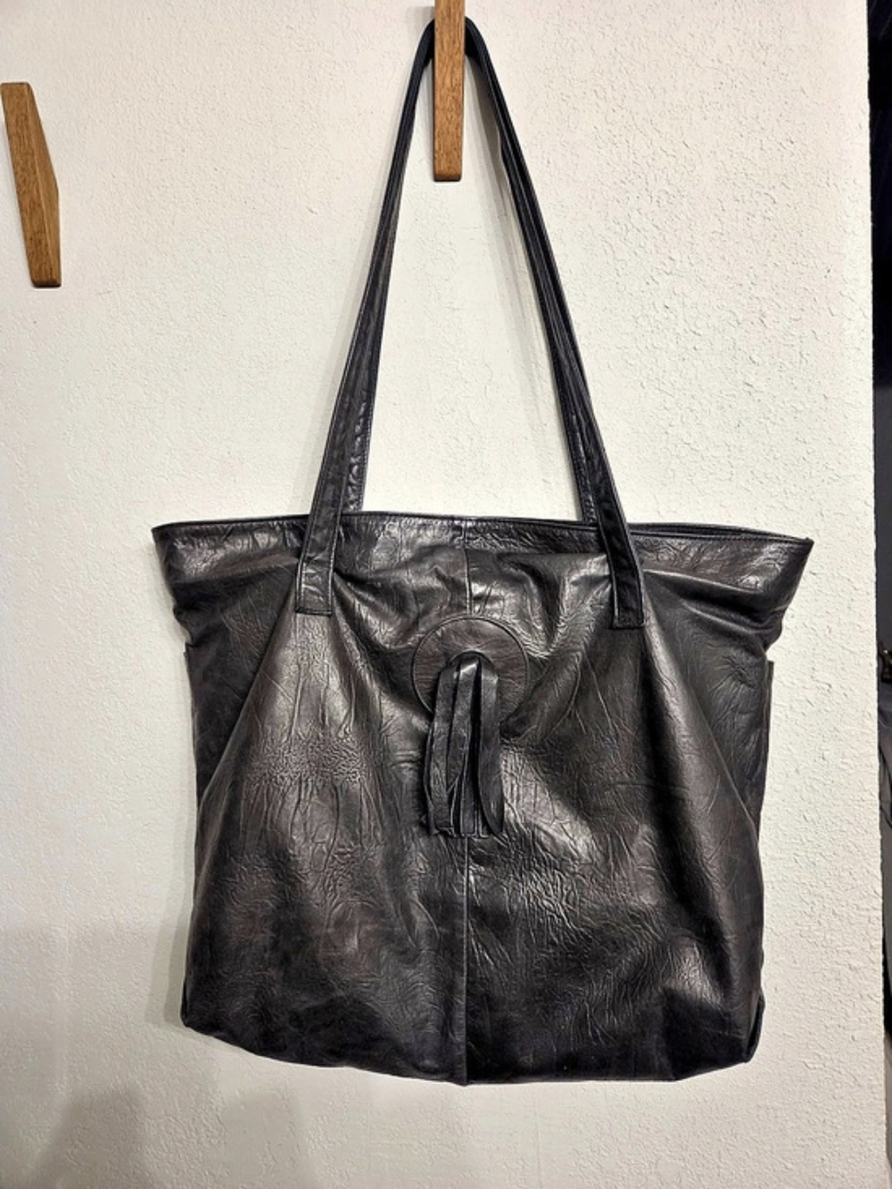 Robin Brown Black Leather Tote Bag
